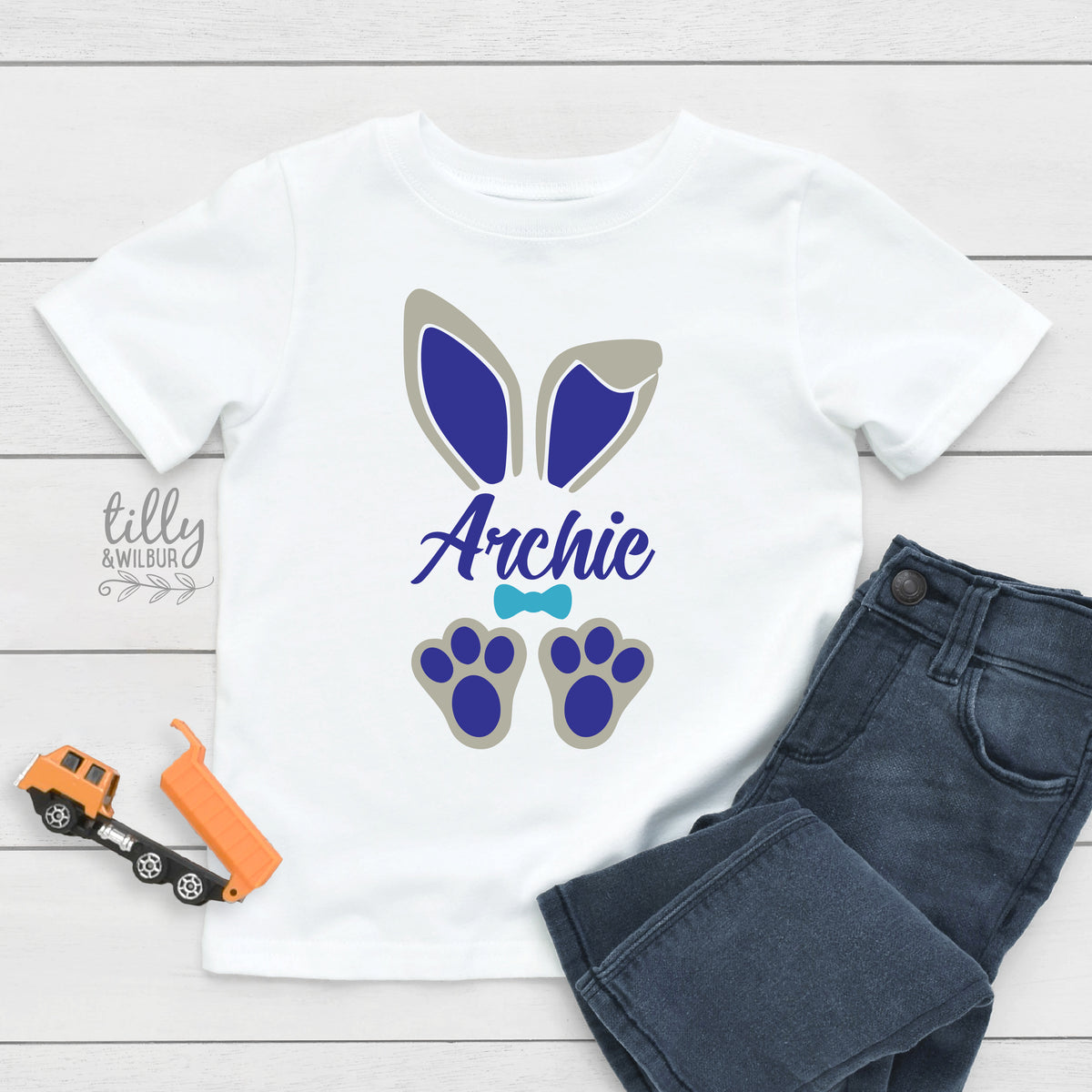 Personalised Bunny Ears Easter Shirt | Custom Name Family Matching Easter Outfit Babies Kids Mum Dad