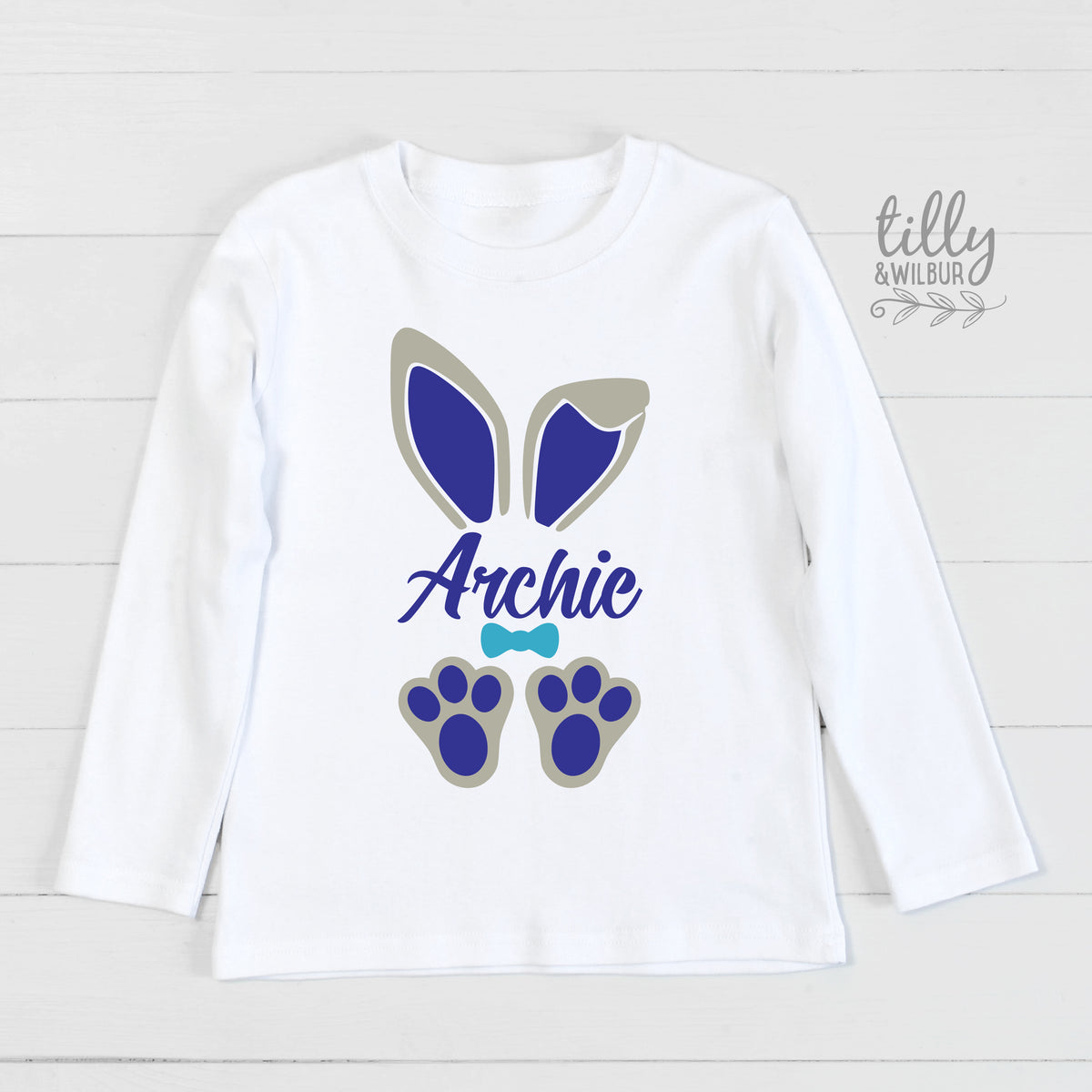 Personalised Bunny Ears Easter Shirt | Custom Name Family Matching Easter Outfit Babies Kids Mum Dad
