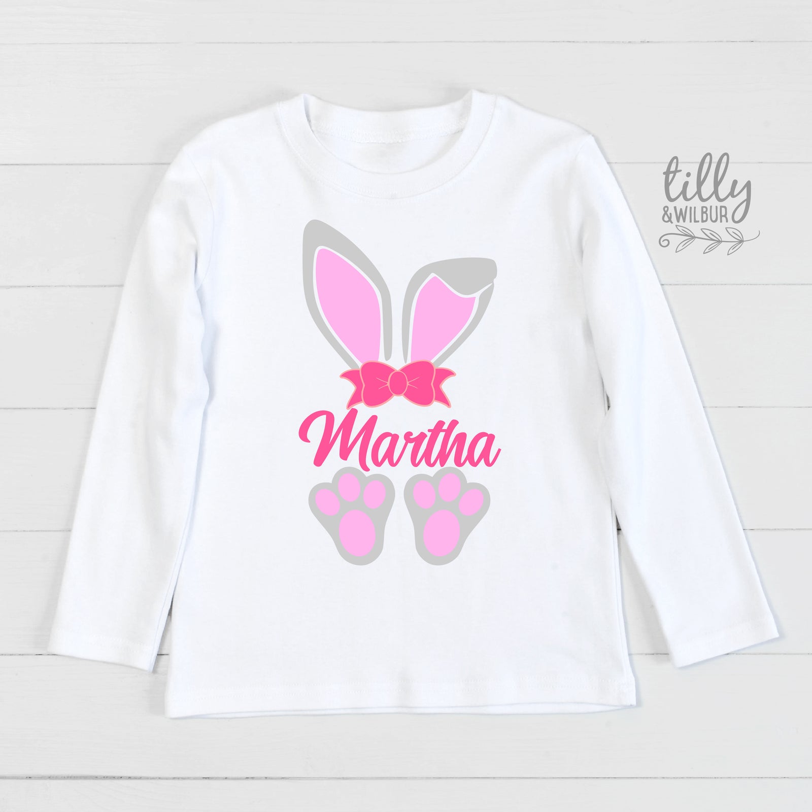 Personalised Bunny Ears Easter Shirt | Custom Name Family Matching Easter Outfit Babies Kids Mum Dad