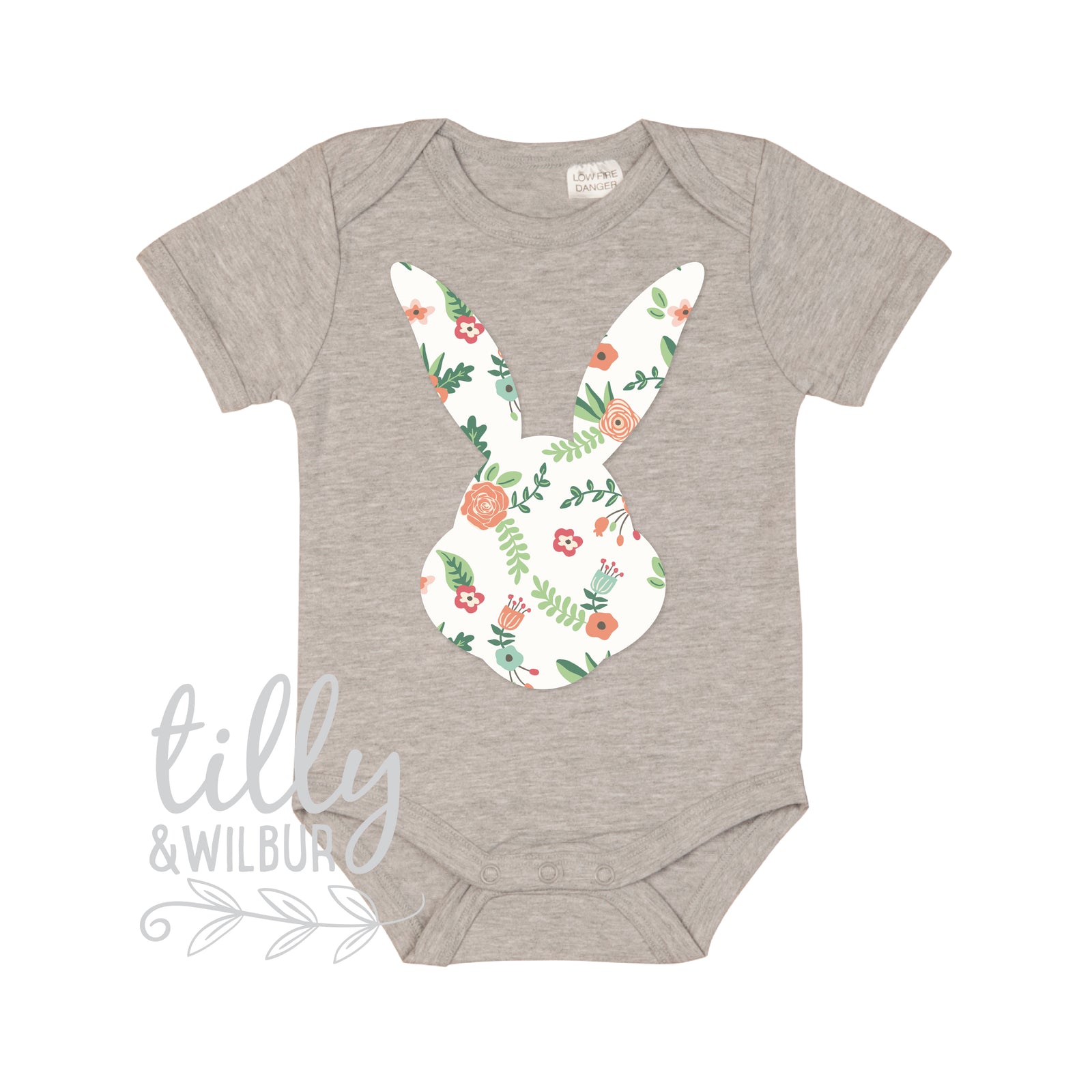 Floral Bunny Easter Shirt | Baby Bodysuit, Infant & Kids Tee | Easter Outfit