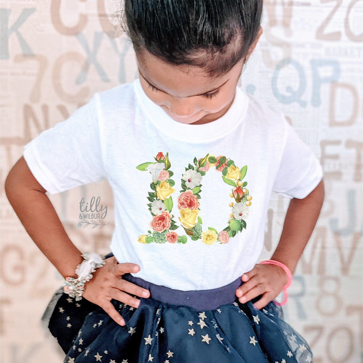 Floral Number Birthday Shirt – Personalised Girls Tee