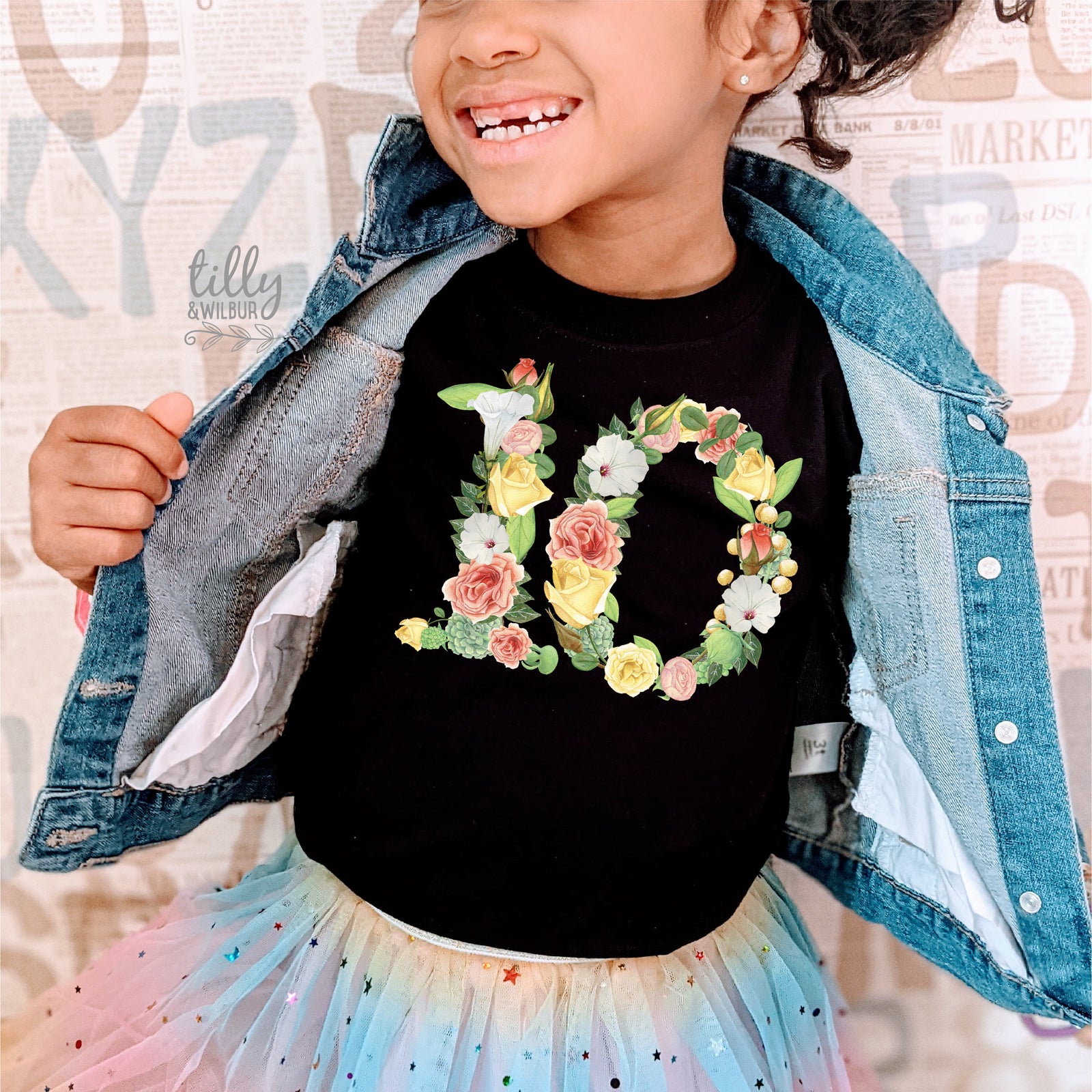 Floral Number Birthday Shirt – Personalised Girls Tee