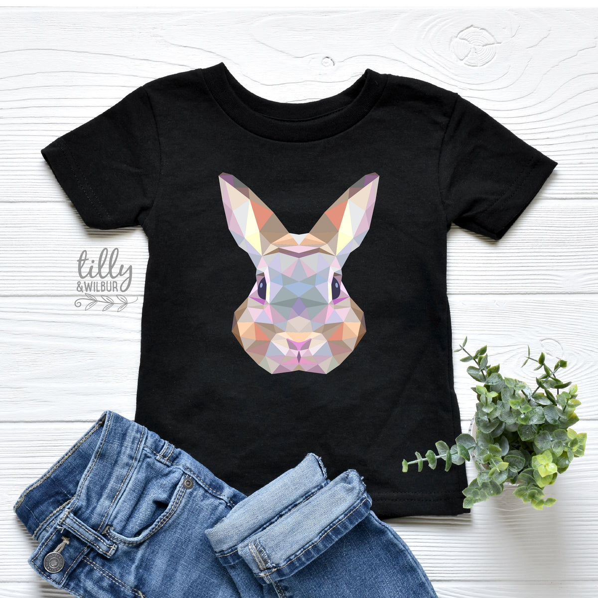 Geometric Bunny Easter Shirt | Modern Bunny Face Easter Top Family Matching Outfit Adults Kids Baby