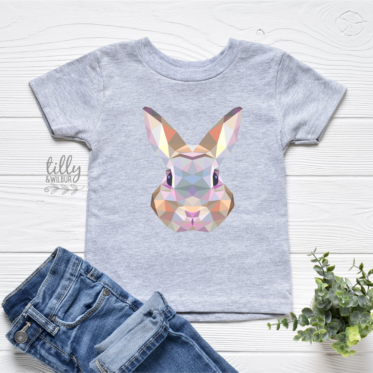Geometric Bunny Easter Shirt | Modern Bunny Face Easter Top Family Matching Outfit Adults Kids Baby