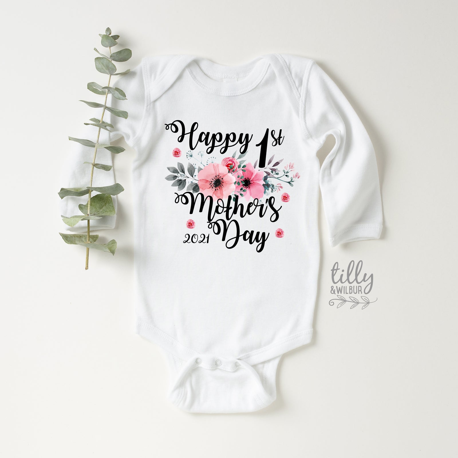Happy 1st Mother’s Day Baby Bodysuit | Floral First Mother’s Day Outfit | Personalised Baby Onesie Gift
