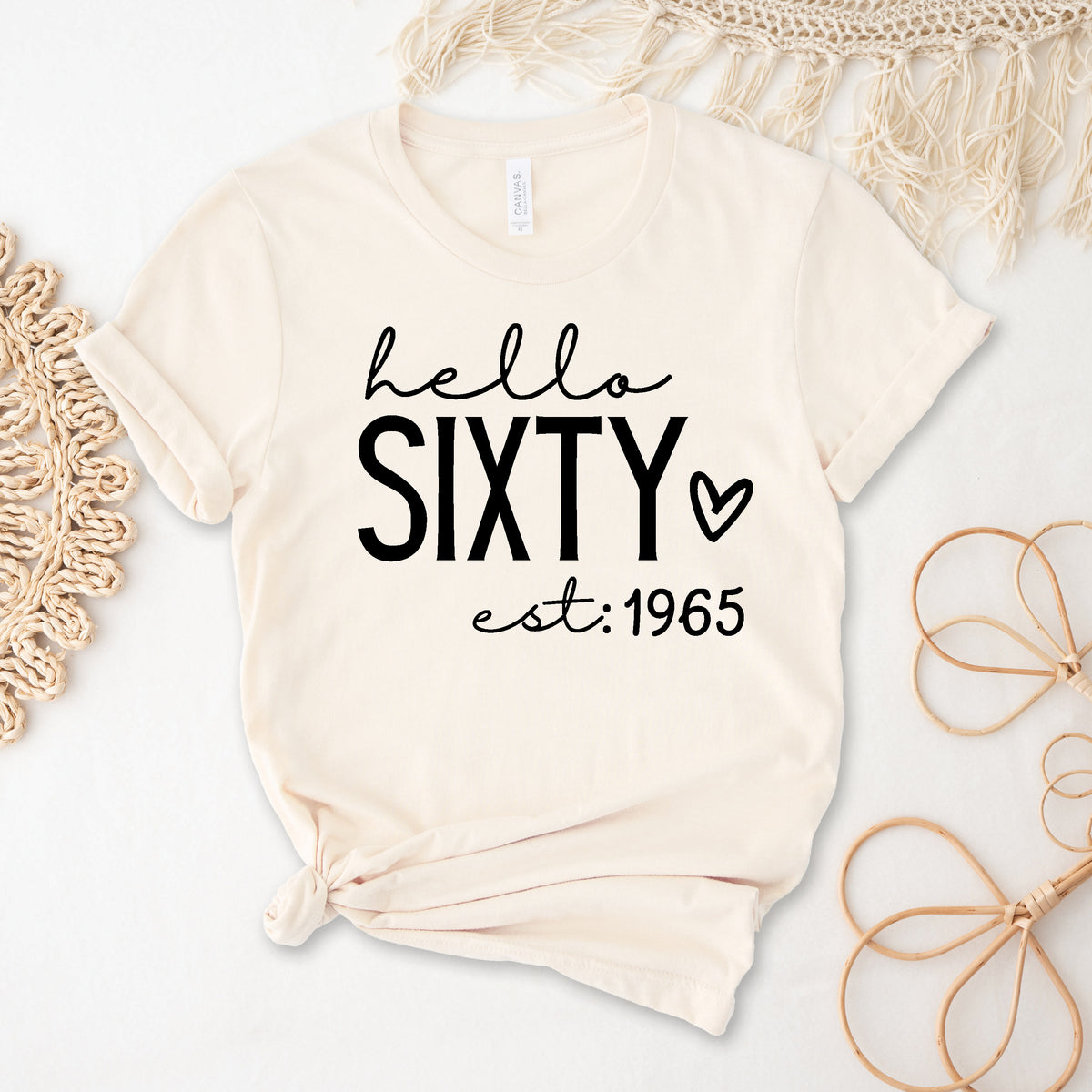 Hello Sixty With Personalised Year (MORE COLOURS &amp; STYLES)