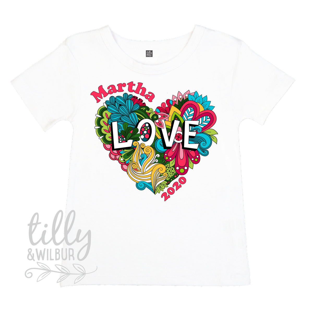 Personalised Valentine&#39;s Day, Hippy Love, Add your Name and Year!