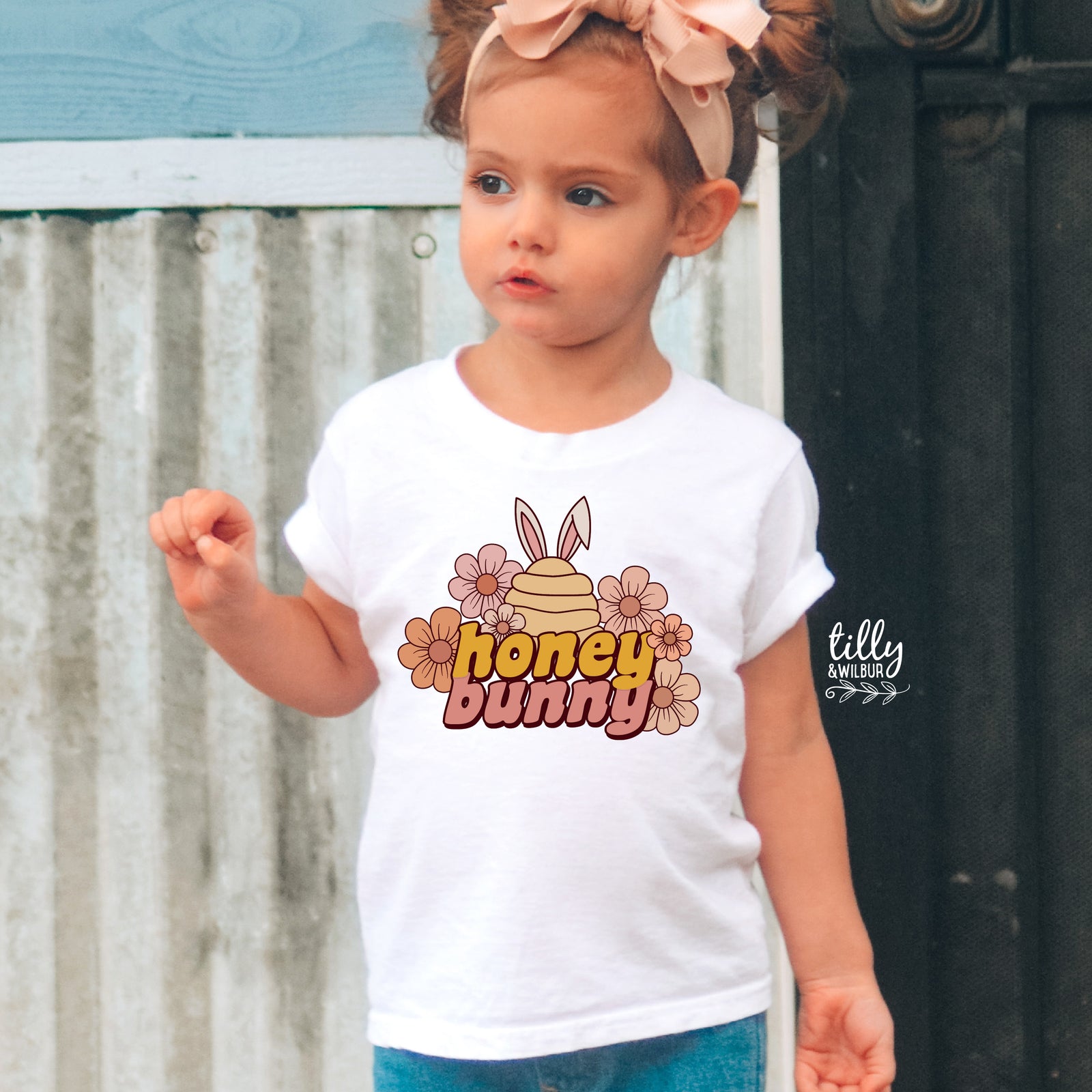 Honey Bunny Easter Shirt | Cute Easter Bunny Shirt for Girls | Toddler Easter Outfit | Retro Easter Bunny Kids Shirt | Baby Toddler Kids Easter Tee
