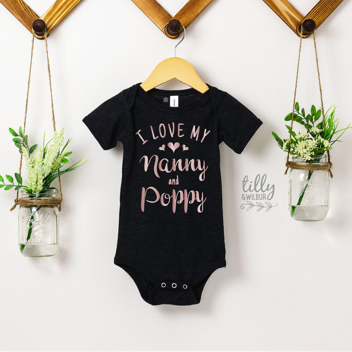 I Love My Nanny and Poppy Baby Bodysuit | Grandparents Gift from Baby | Cute Baby Outfit | Newborn Gift Idea