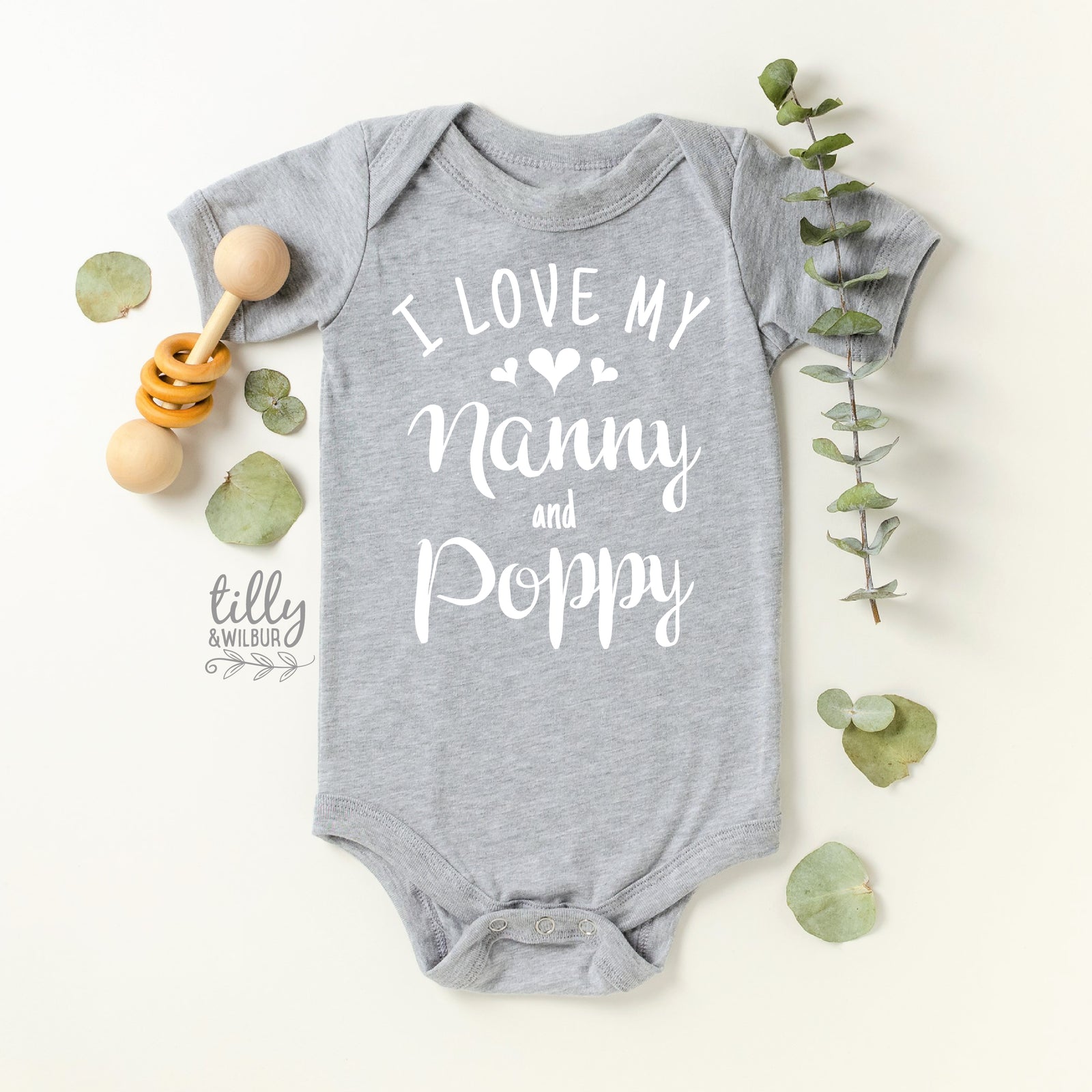 I Love My Nanny and Poppy Baby Bodysuit | Grandparents Gift from Baby | Cute Baby Outfit | Newborn Gift Idea