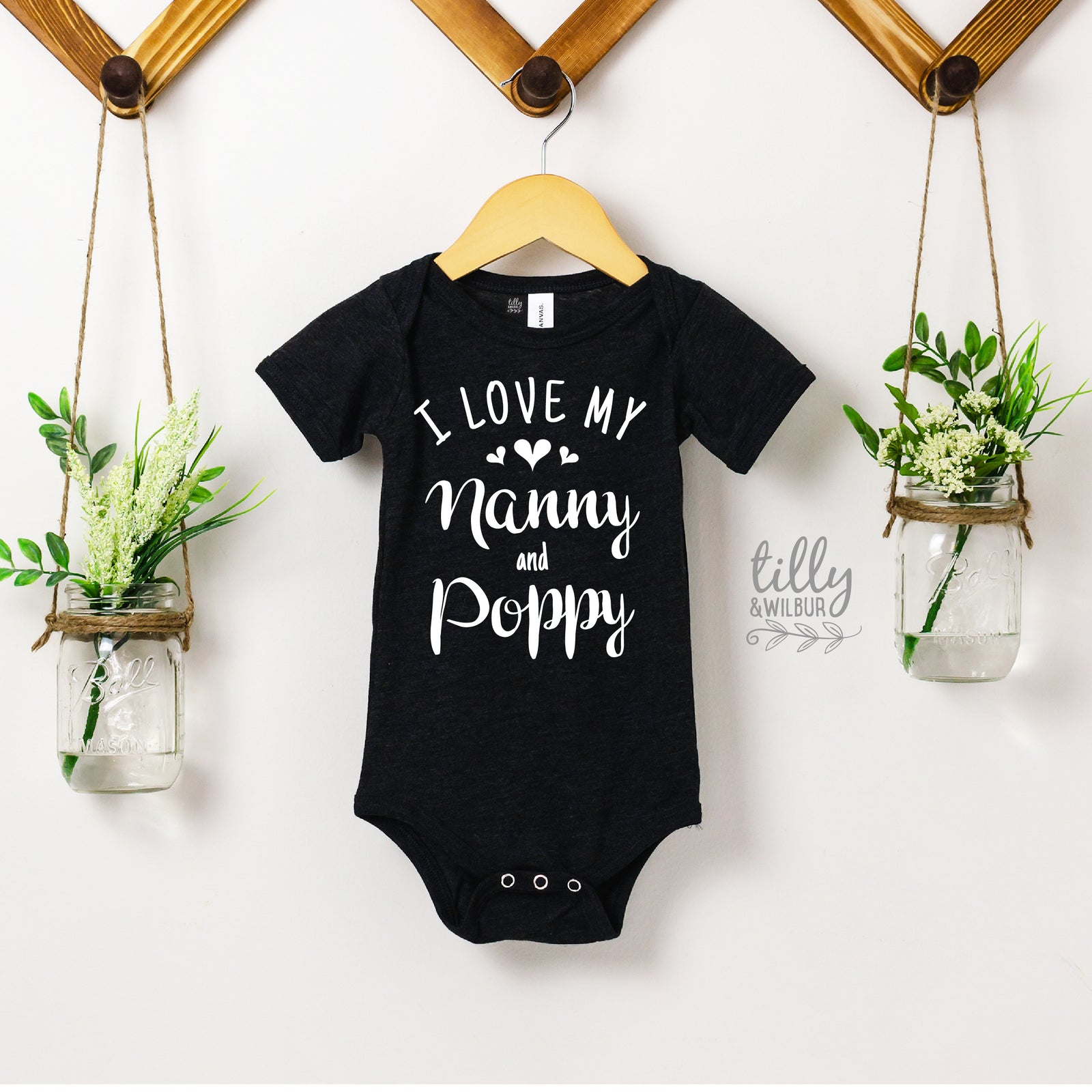 I Love My Nanny and Poppy Baby Bodysuit | Grandparents Gift from Baby | Cute Baby Outfit | Newborn Gift Idea