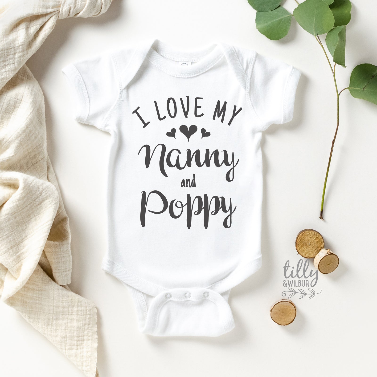 I Love My Nanny and Poppy Baby Bodysuit | Grandparents Gift from Baby | Cute Baby Outfit | Newborn Gift Idea