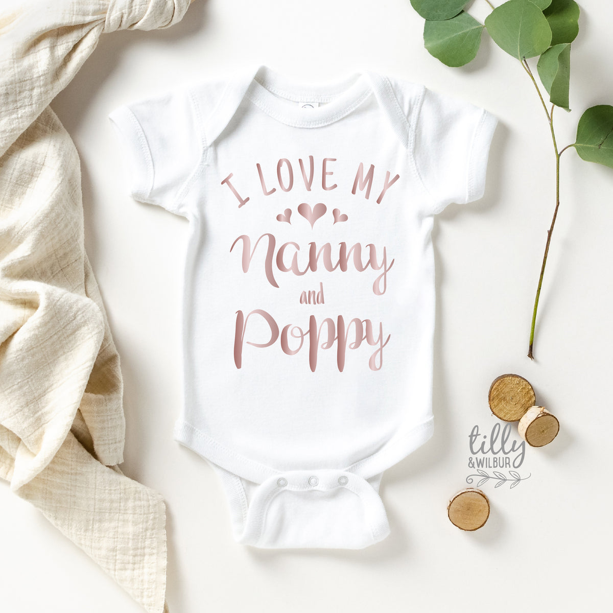 I Love My Nanny and Poppy Baby Bodysuit | Grandparents Gift from Baby | Cute Baby Outfit | Newborn Gift Idea