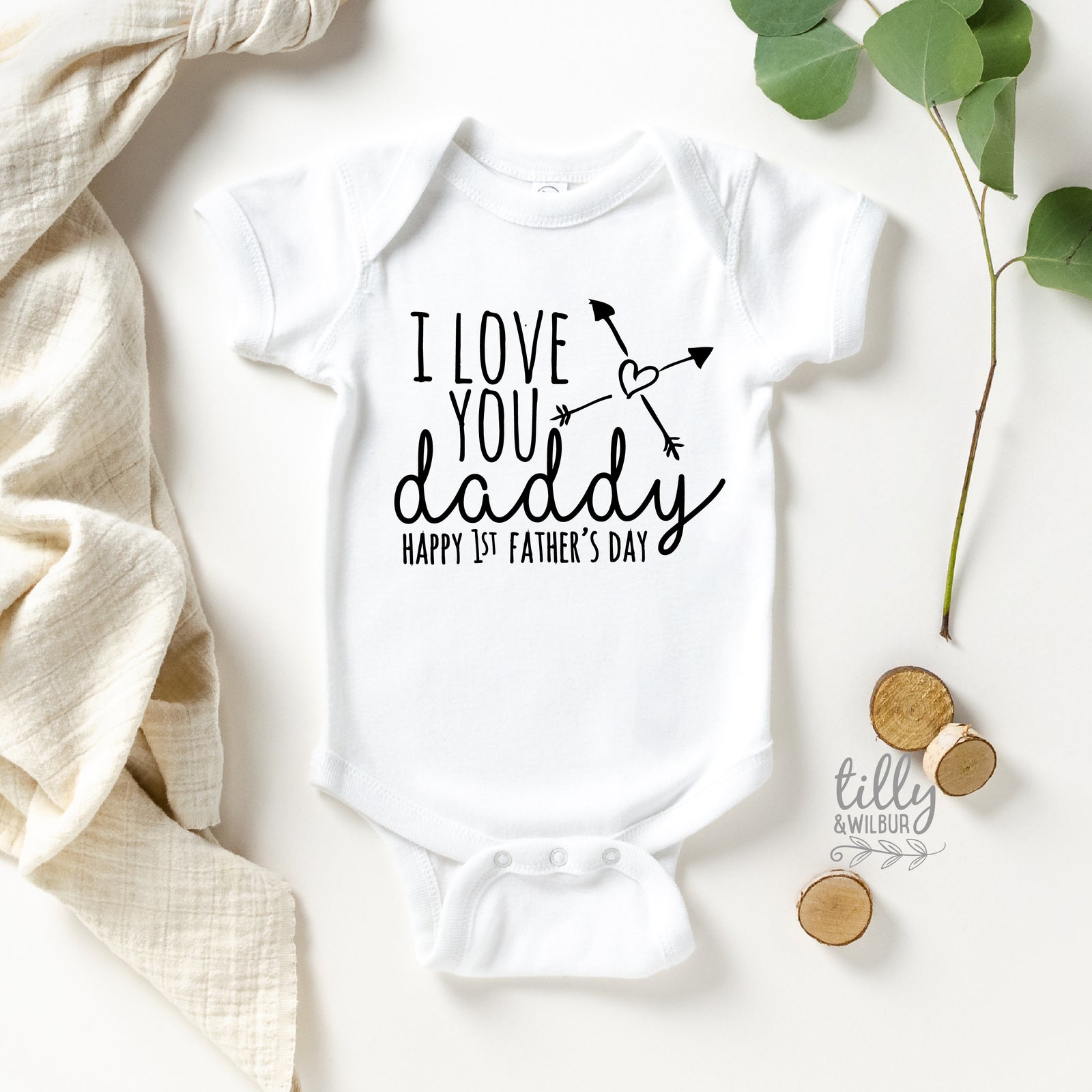 I Love You Daddy Happy 1st Father's Day Baby Bodysuit