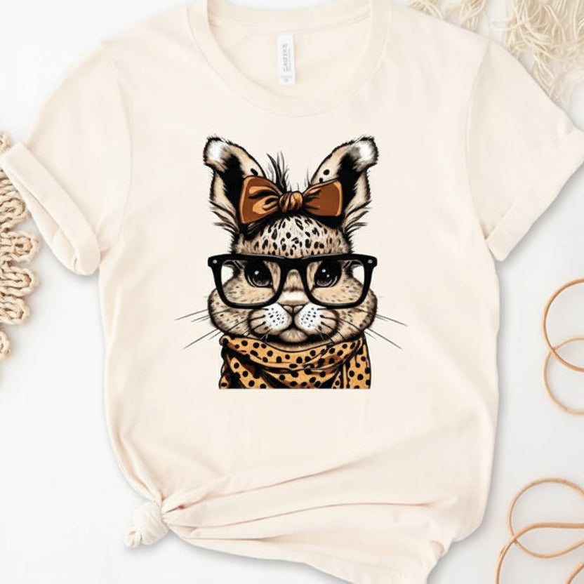 Leopard Bunny Shirt | Cute Easter Bunny T-Shirt | Stylish Bunny Graphic Tee | Easter Bunny Shirt for Women | Trendy Bunny Design