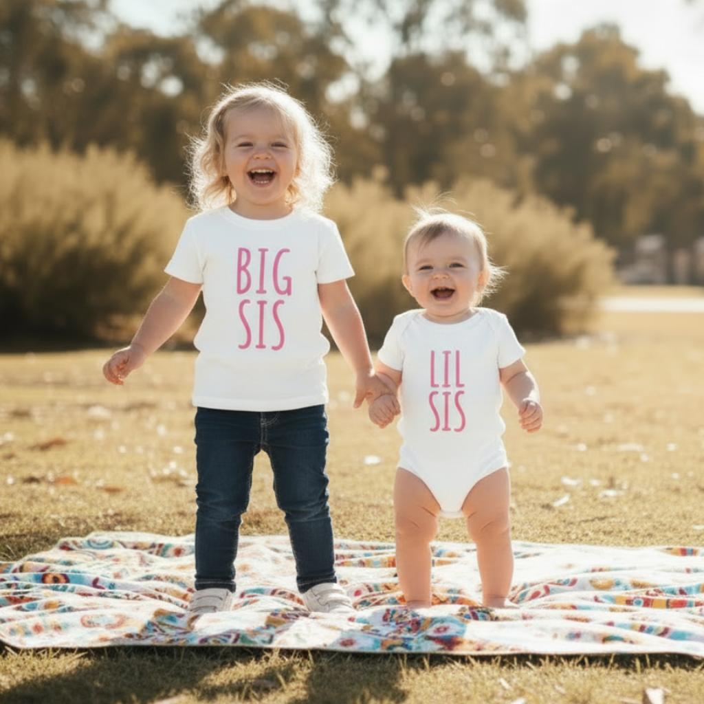 Big Sis Lil Sis Matching Sister T-Shirt &amp; Bodysuit Set