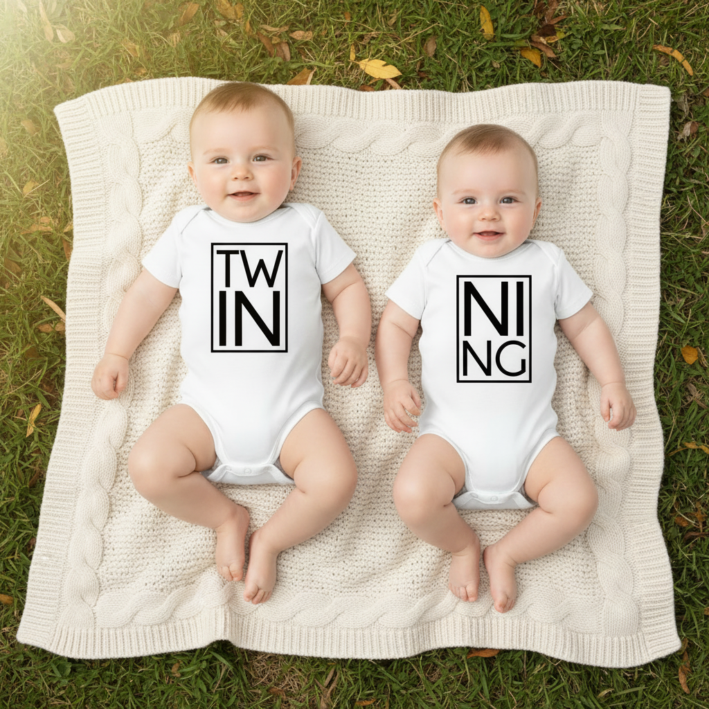 Twinning Matching Twin Bodysuits – Twin Baby Announcement