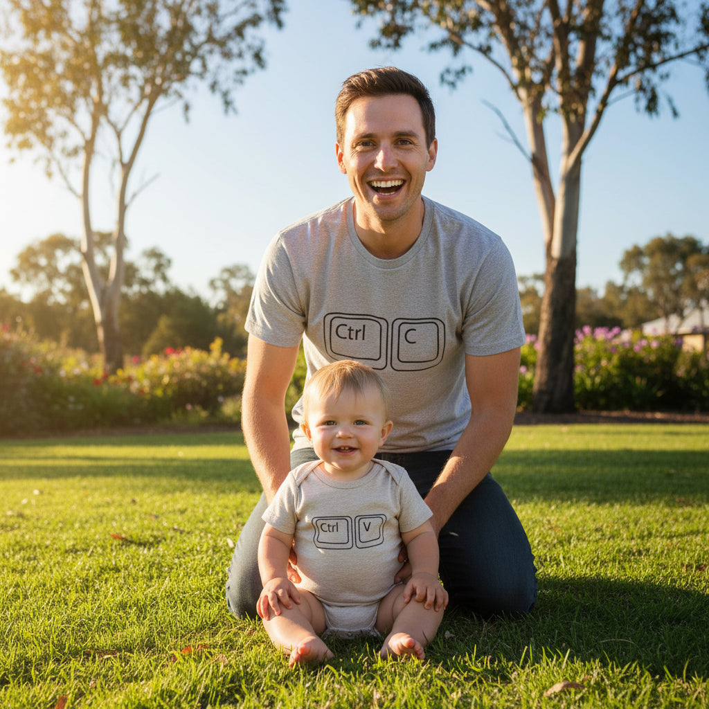 Copy Paste Ctrl C Ctrl V matching set in grey with black prints
