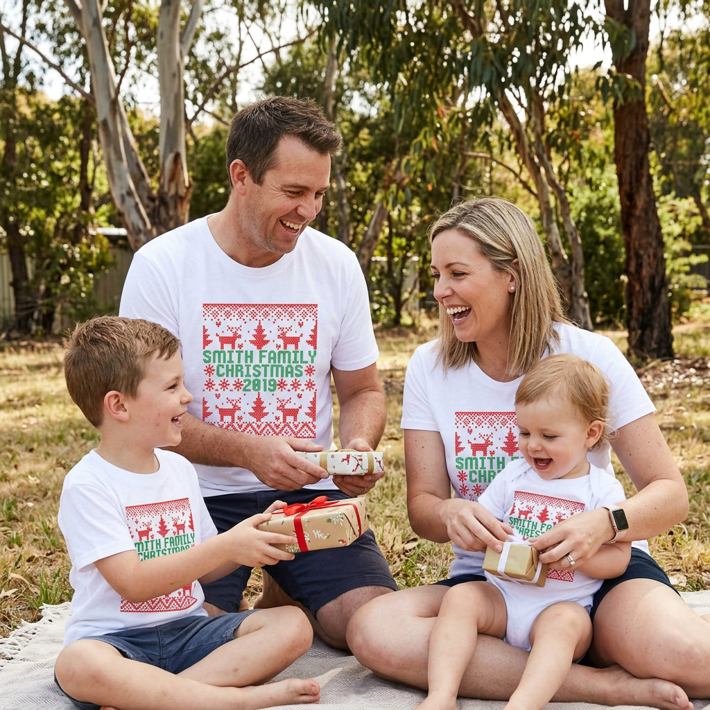 Personalised Family Christmas Clothing - Knit Pattern Design, Baby, Kids and Adult Sizes
