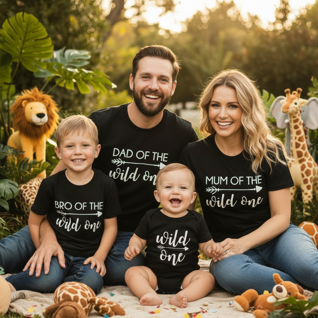 Wild One Family Matching T-Shirts – First Birthday Party Tees