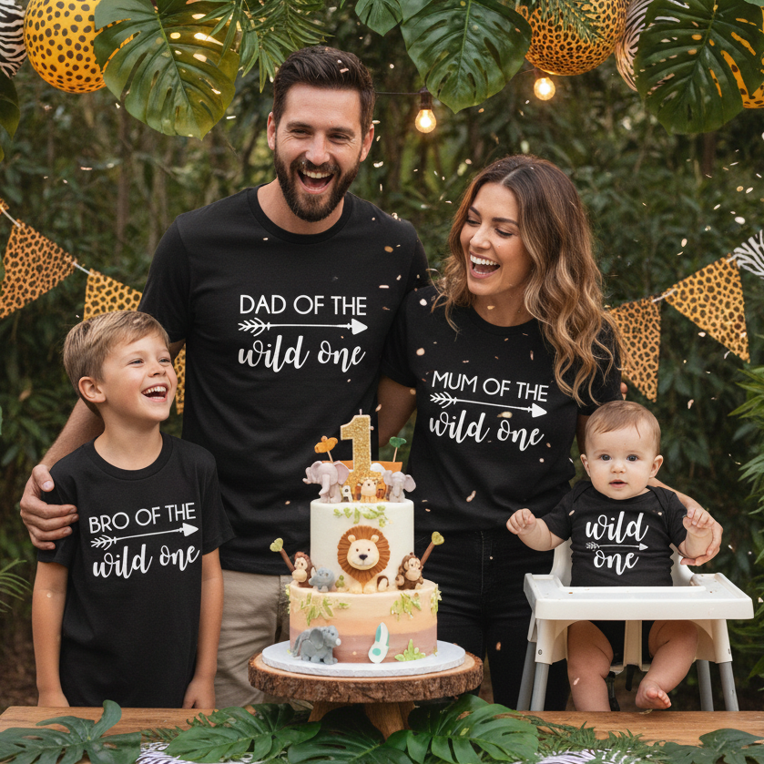 Wild One Family Matching T-Shirts – First Birthday Party Tees