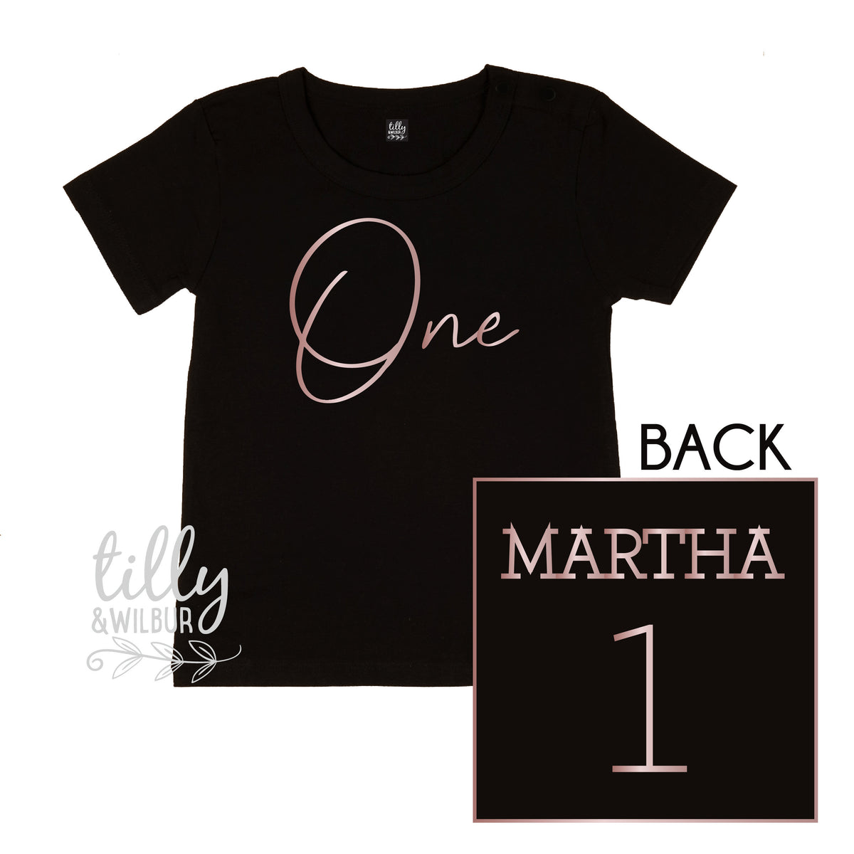 Personalised First Birthday T-Shirt – One Front & Name Back