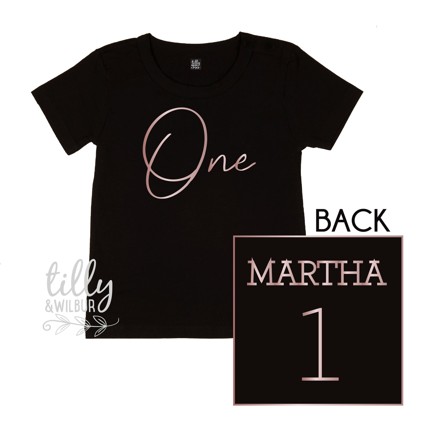 Personalised First Birthday T-Shirt – One Front & Name Back