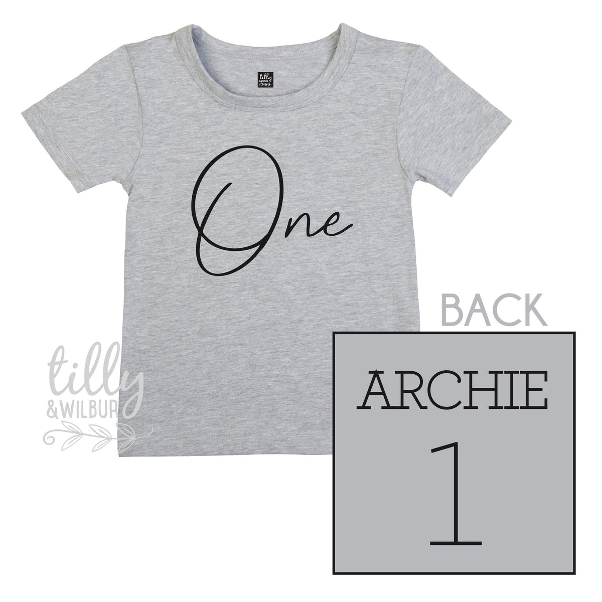 Personalised First Birthday T-Shirt – One Front & Name Back