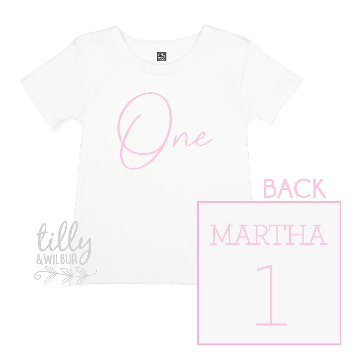 Personalised First Birthday T-Shirt – One Front & Name Back