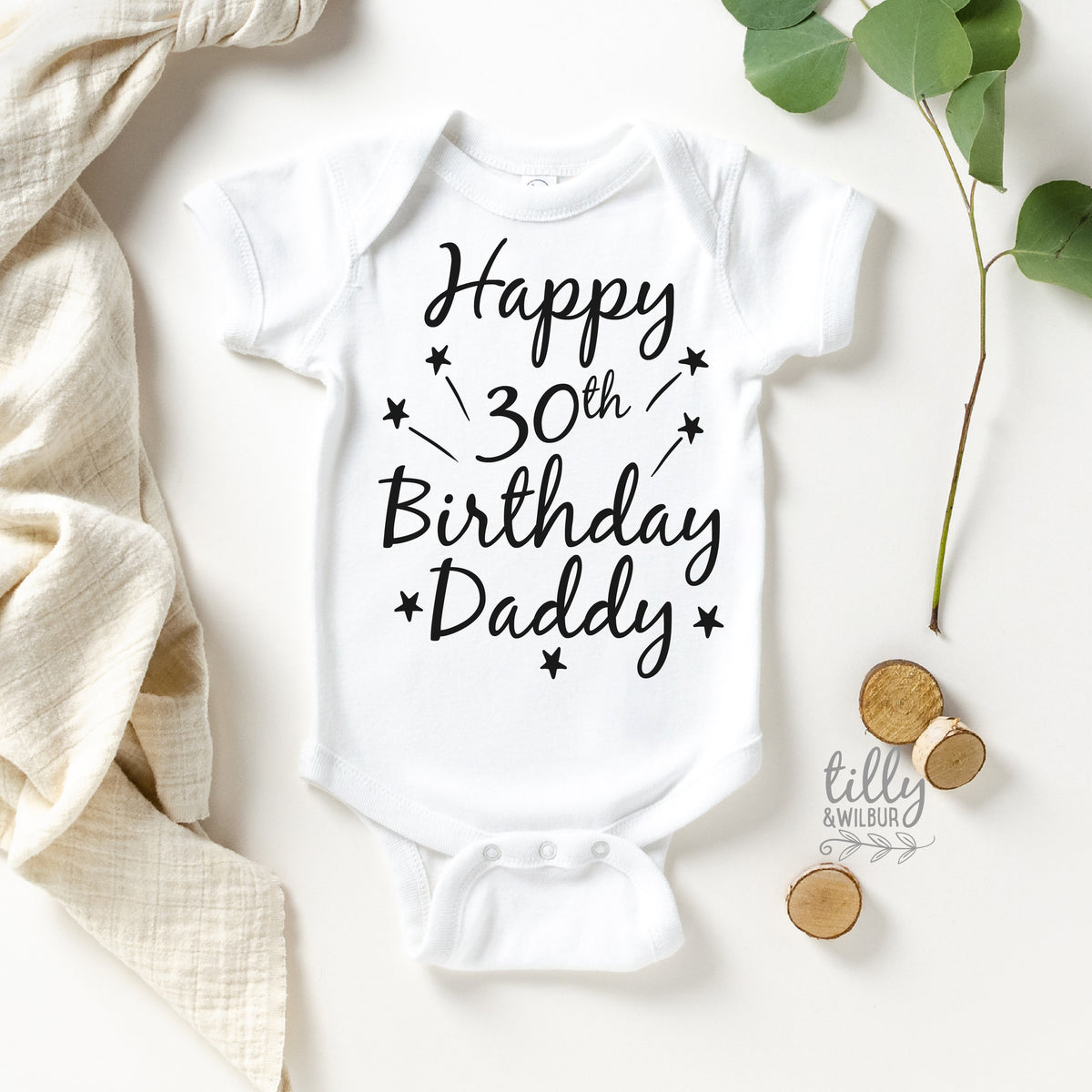 Happy 30th Birthday Daddy Baby Bodysuit | Daddy Birthday Announcement Outfit | Funny Baby Reveal Shirt Australia