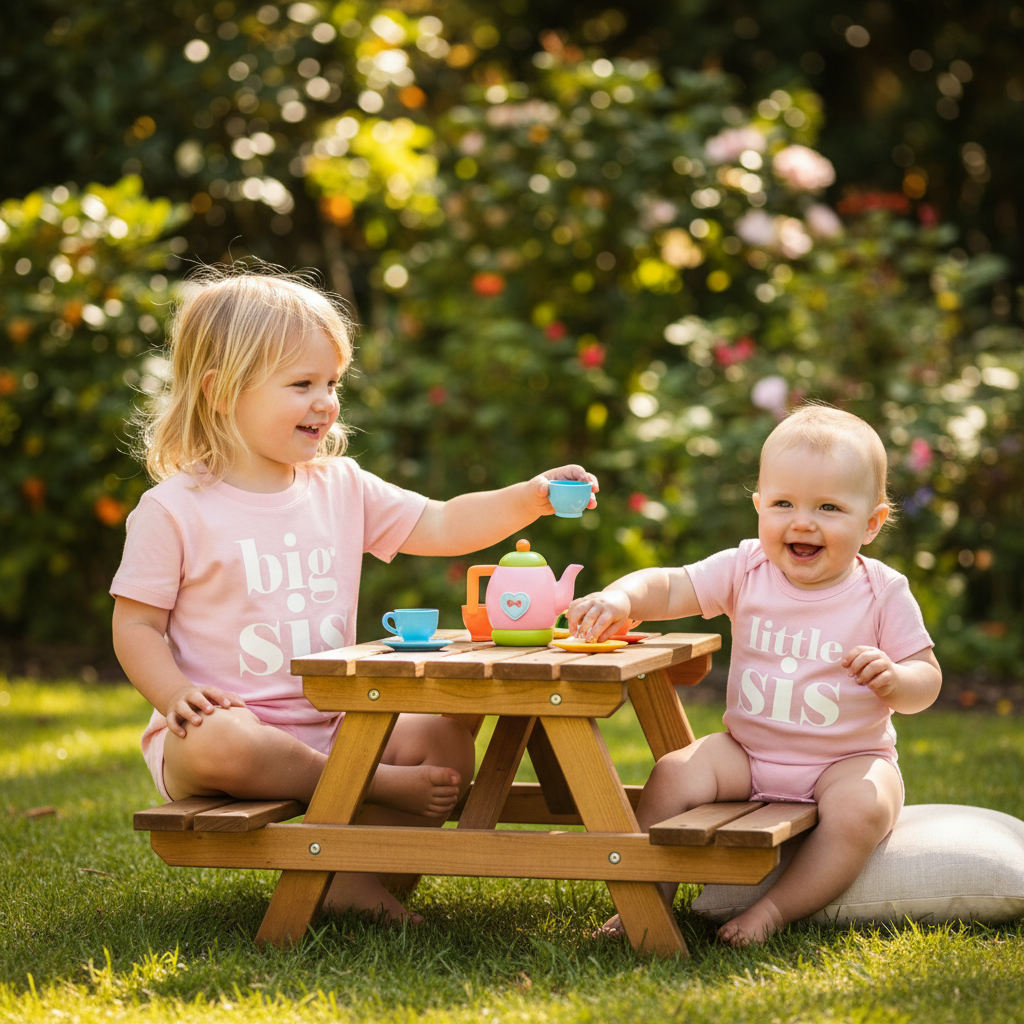 Big Sis Little Sis Matching Sister T-Shirt & Bodysuit