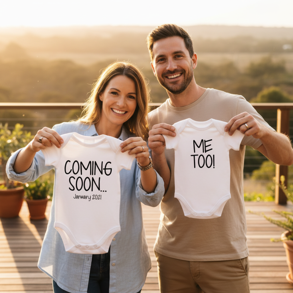 Personalised Twin Announcement Bodysuits – Coming Soon Me Too
