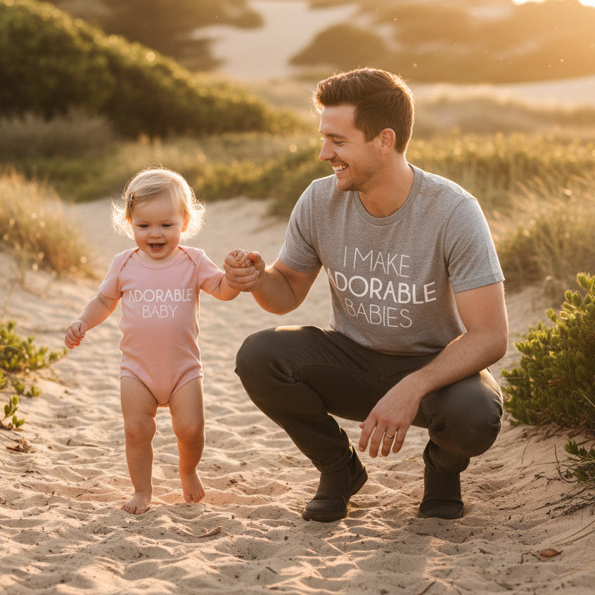 I Make Adorable Babies – Matching Daddy &amp; Baby Tee &amp; Bodysuit