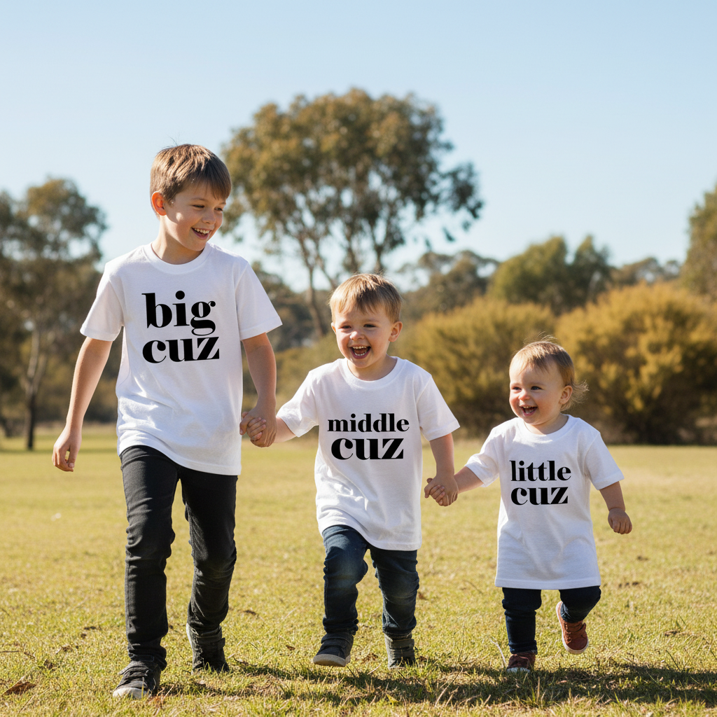 Big Middle Little Cuz Matching Cousin T-Shirts – Cousin Crew