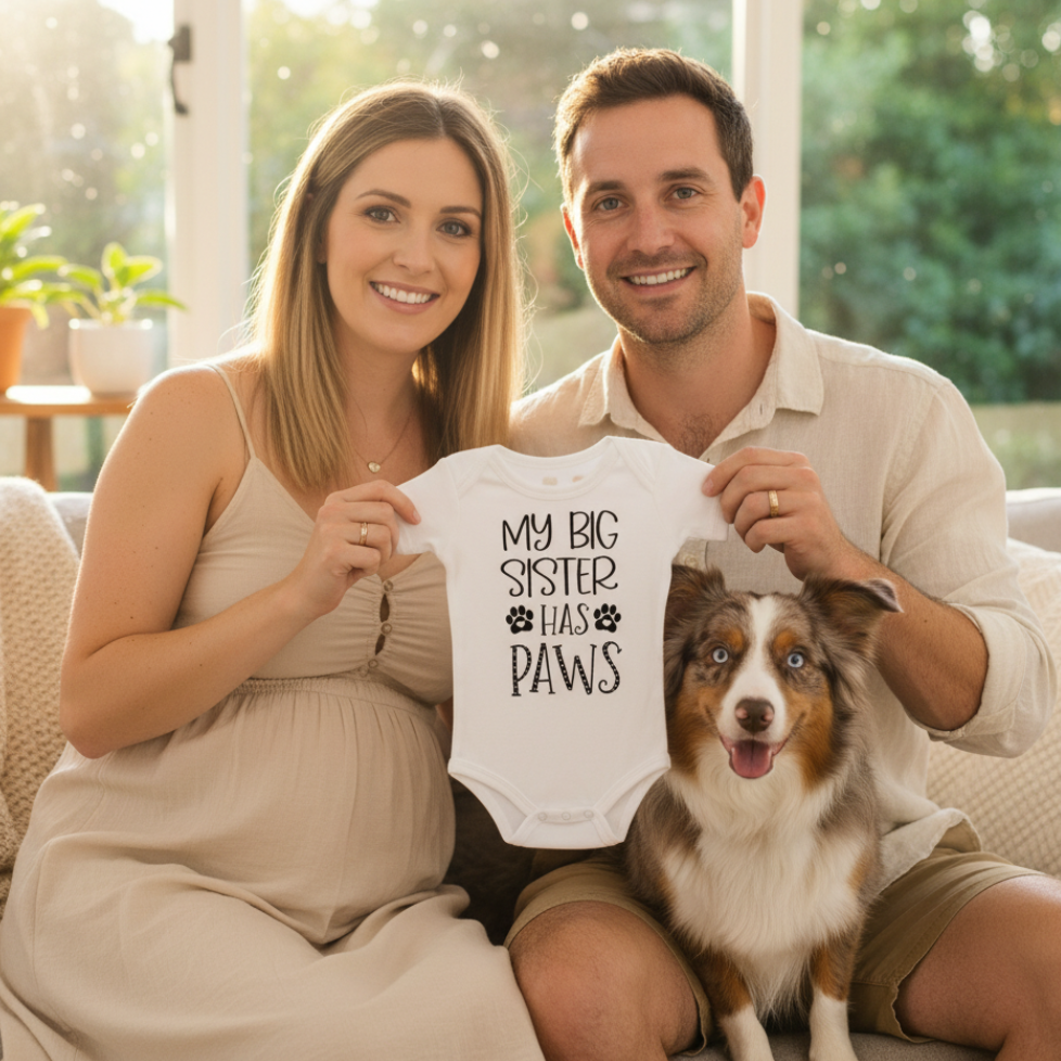 My Big Sister Has Paws Baby Bodysuit – Dog Sibling Bodysuit