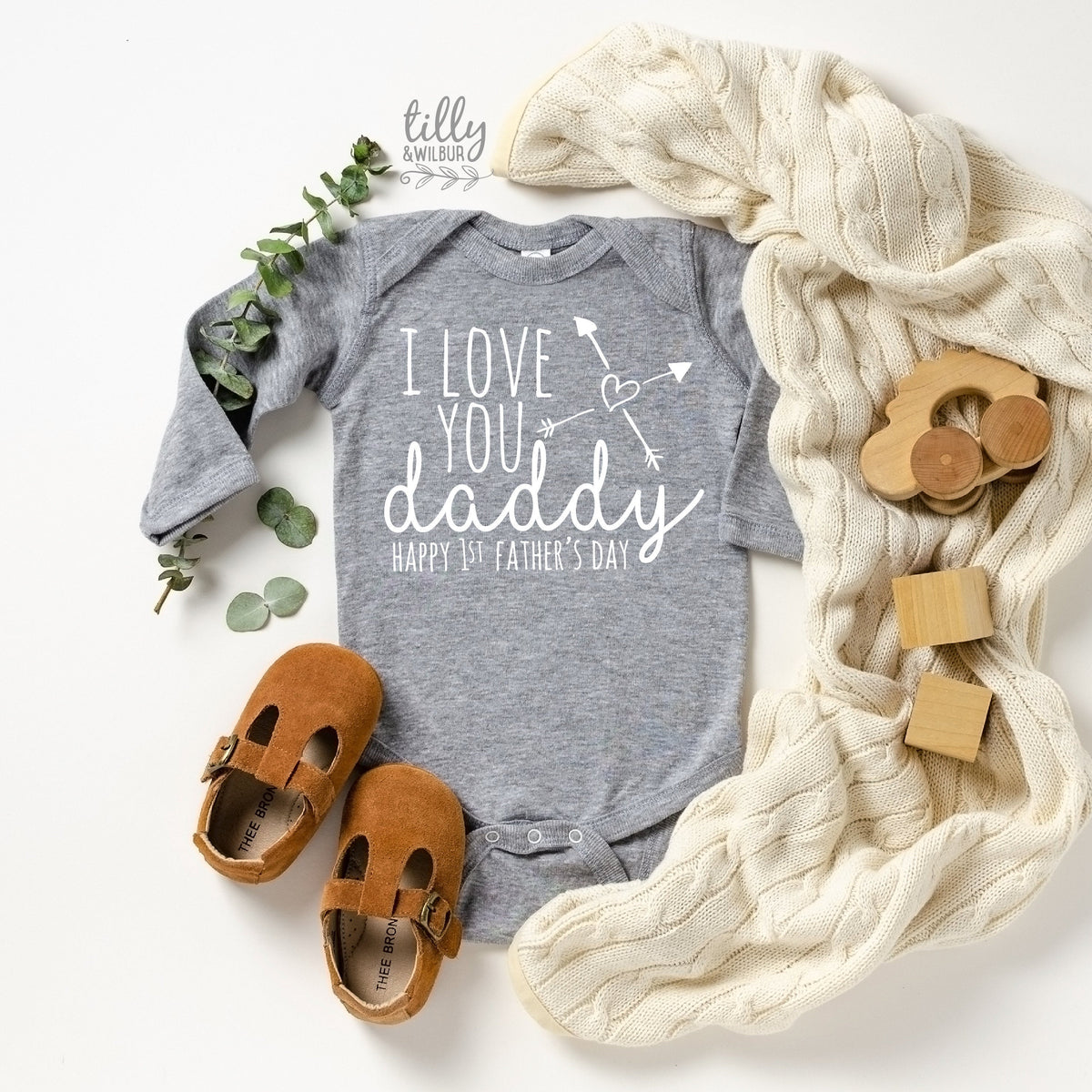 I Love You Daddy Happy 1st Father's Day baby bodysuit