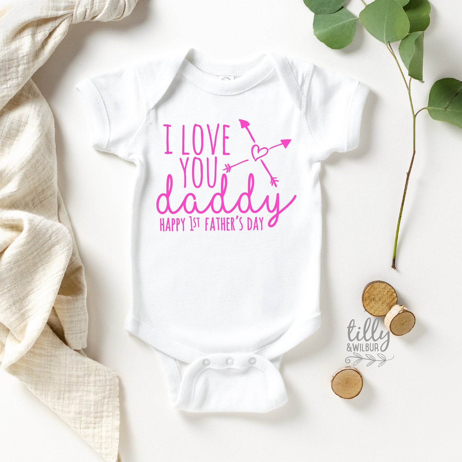 I Love You Daddy Happy 1st Father's Day baby bodysuit