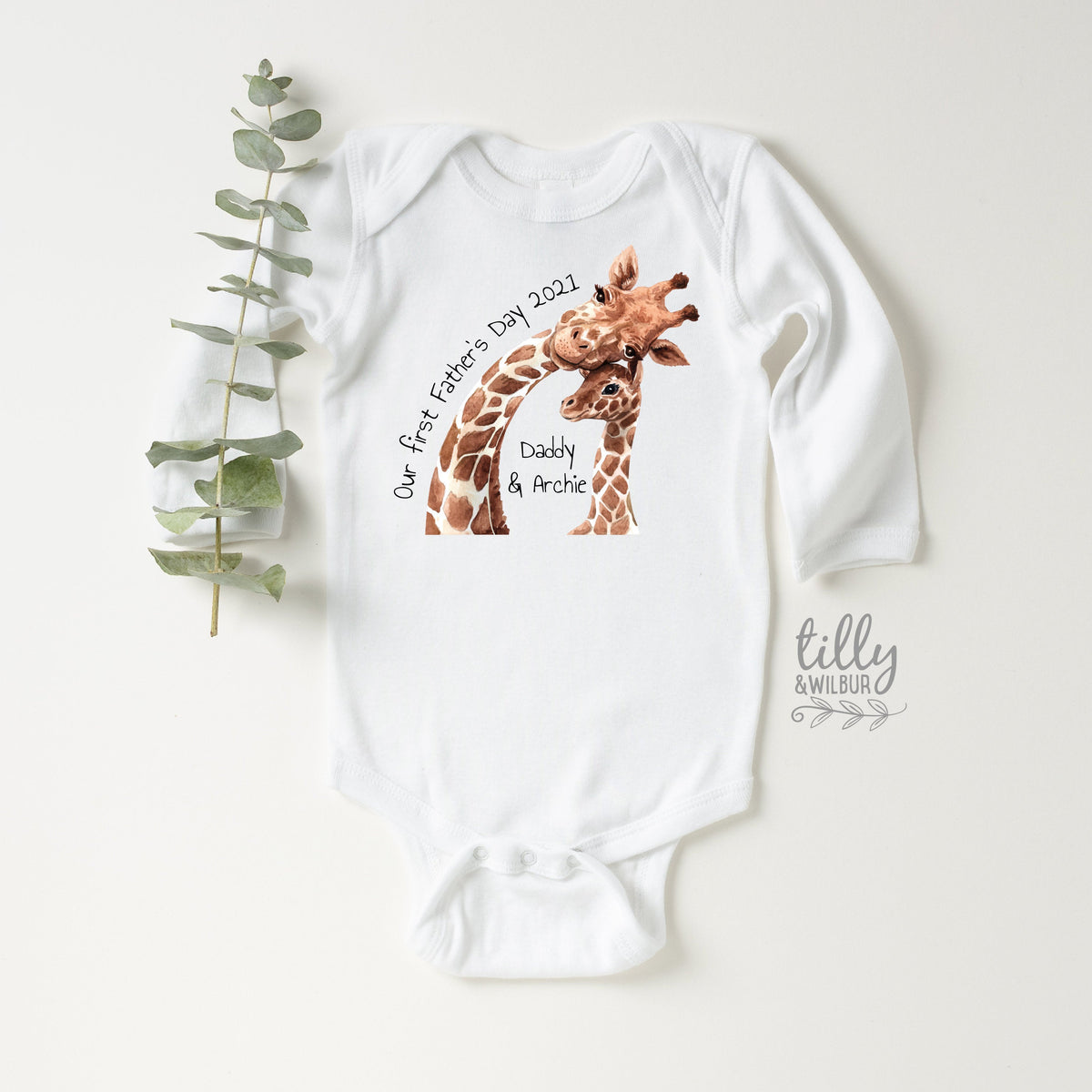 Our First Father's Day giraffe baby bodysuit
