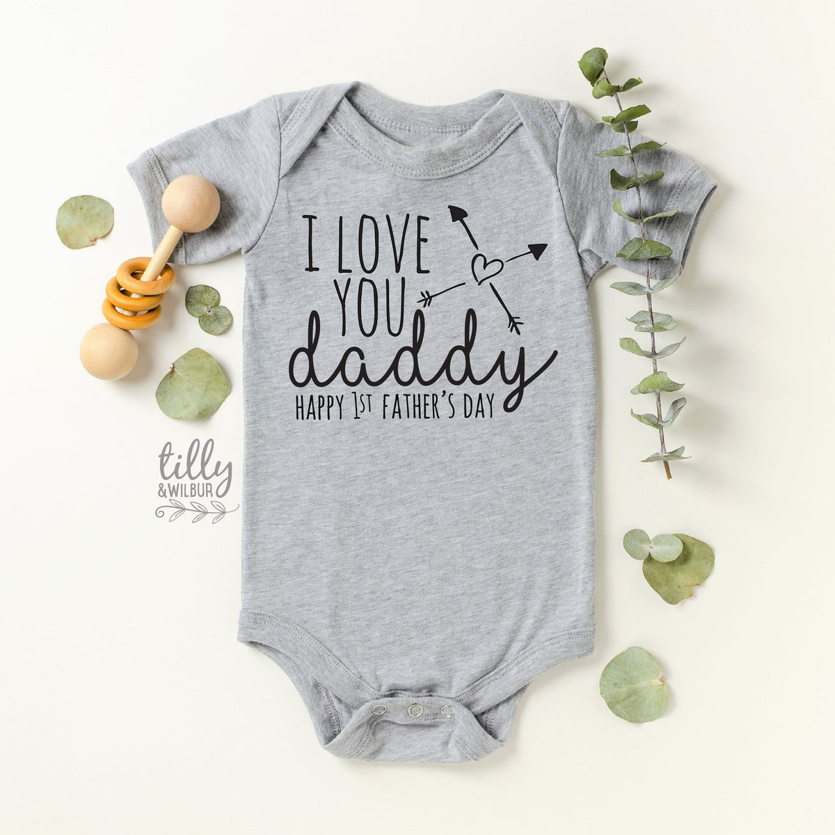 I Love You Daddy Happy 1st Father's Day baby bodysuit