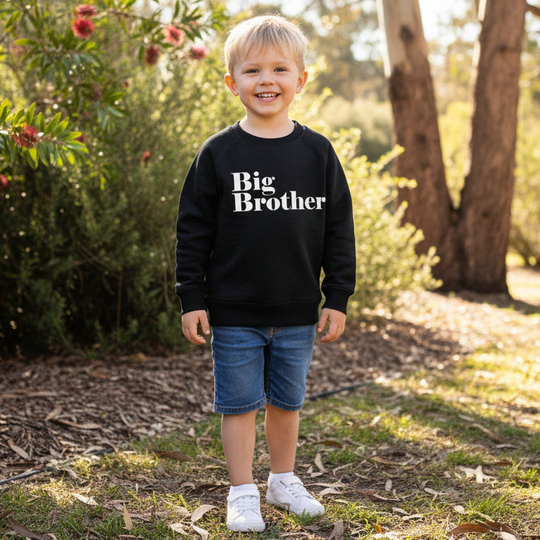 big brother kids sweatshirt black, sibling announcement hoodie, big brother jumper child, pregnancy reveal outfit boy

