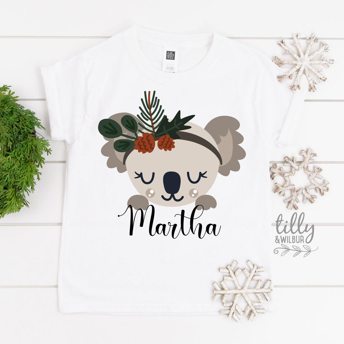 *MORE COLOURS AVAILABLE* Personalised Christmas Koala T-Shirt