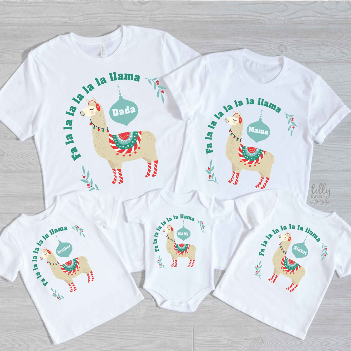 Personalised Fa La La Llama Family Christmas Clothing - Baby, Kids and Adult Sizes