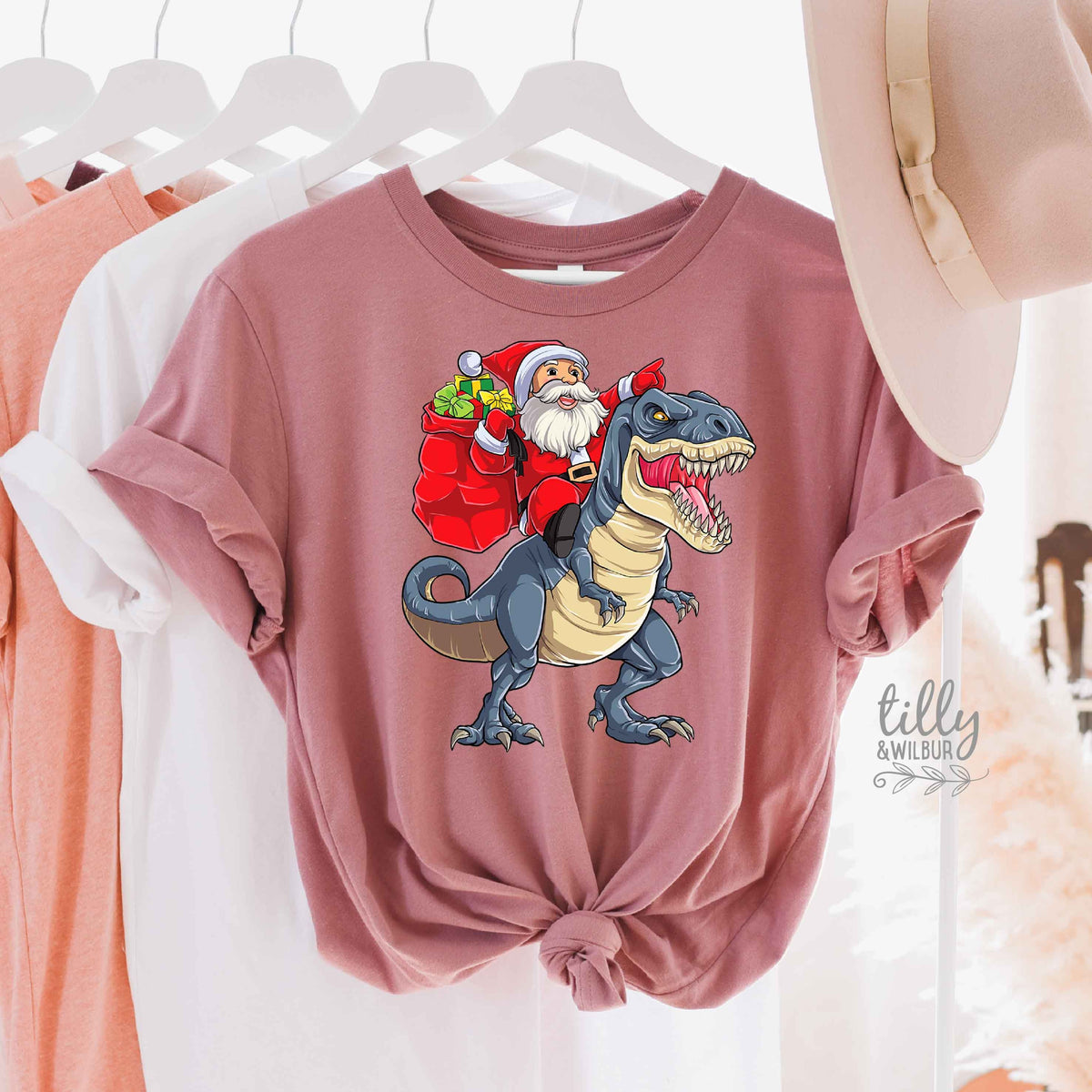 Santa Riding Dino Christmas (MORE COLOURS &amp; STYLES)