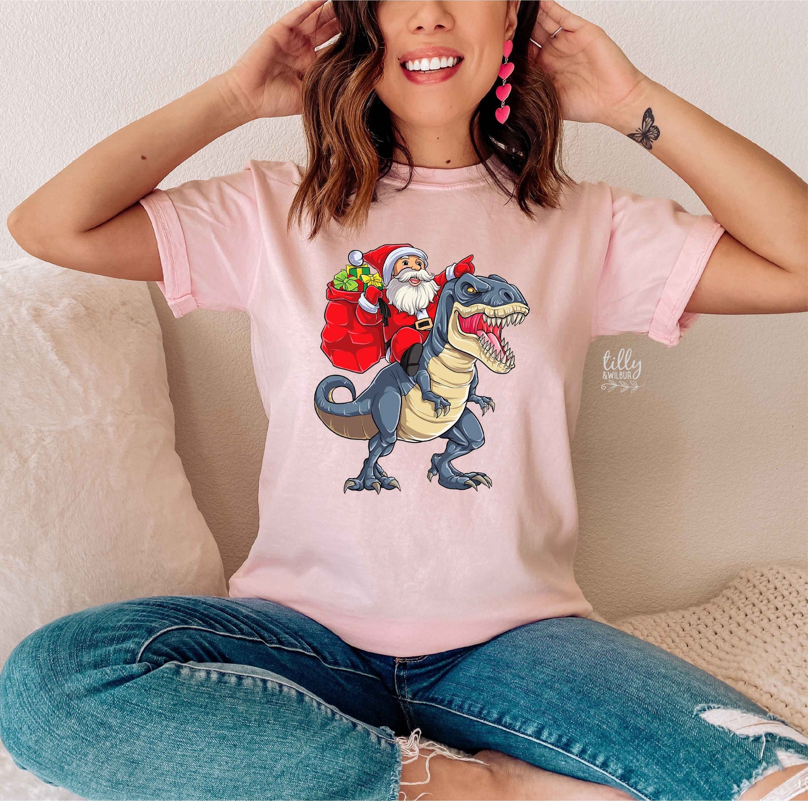 Santa Riding Dino Christmas (MORE COLOURS & STYLES)