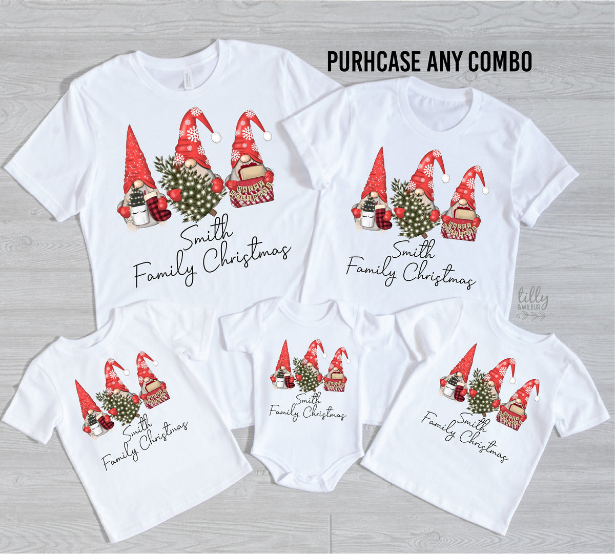 *MORE COLOURS AVAILABLE* Custom Gnome Family Christmas T-Shirts