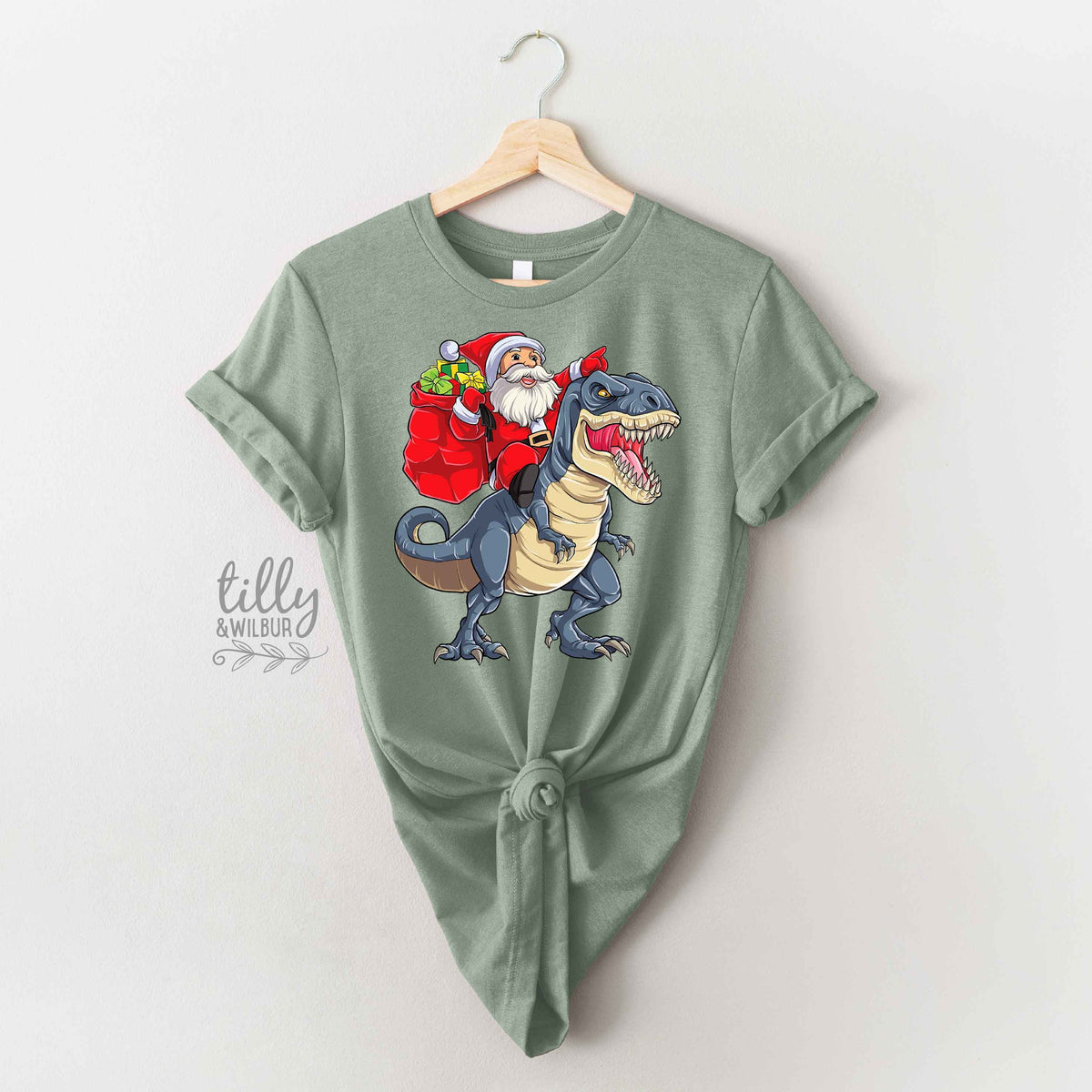 Santa Riding Dino Christmas (MORE COLOURS &amp; STYLES)