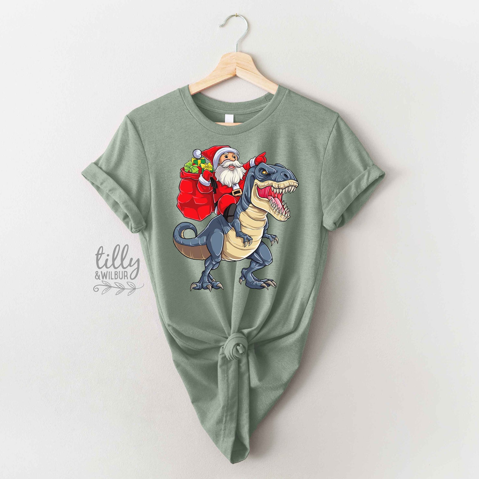 Santa Riding Dino Christmas (MORE COLOURS & STYLES)