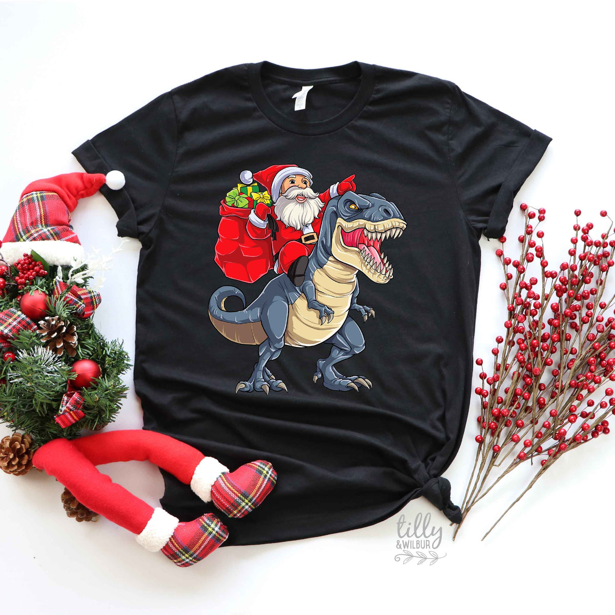 Santa Riding Dino Christmas (MORE COLOURS &amp; STYLES)