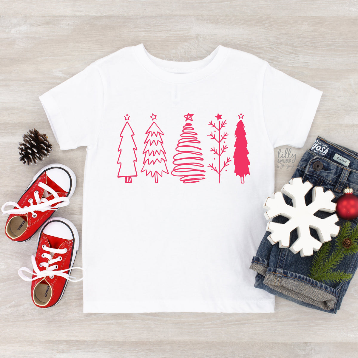 *MORE COLOURS AVAILABLE* Christmas Tree Hot Pink Print