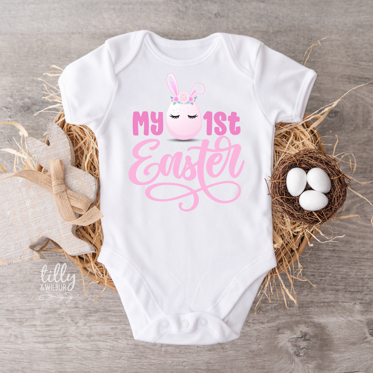 My 1st Easter Baby Girl Bodysuit | Pink Bunny First Easter Outfit | Baby Easter Outfit Australia